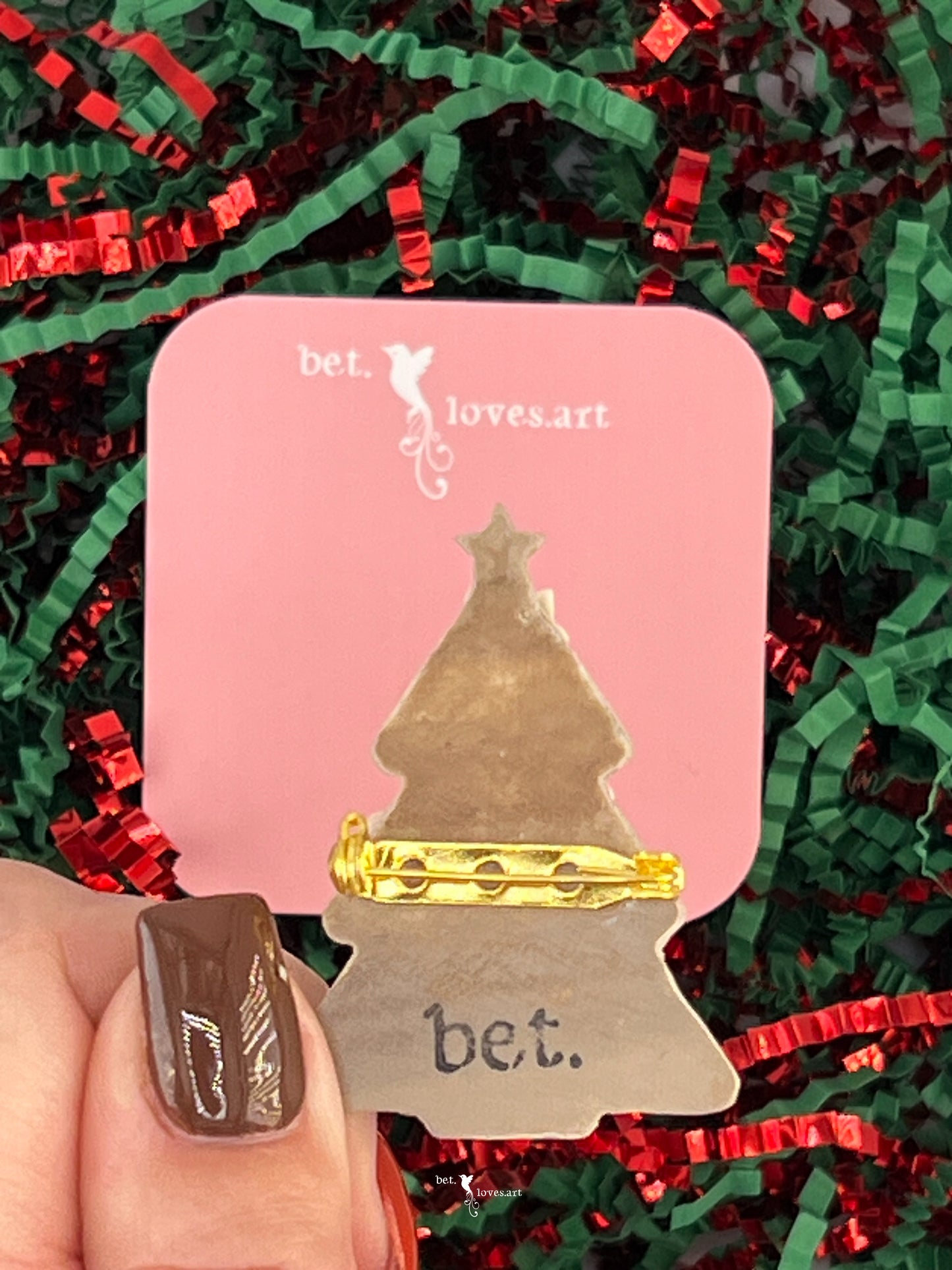 076 - Christmas tree gingerbread biscuit brooch