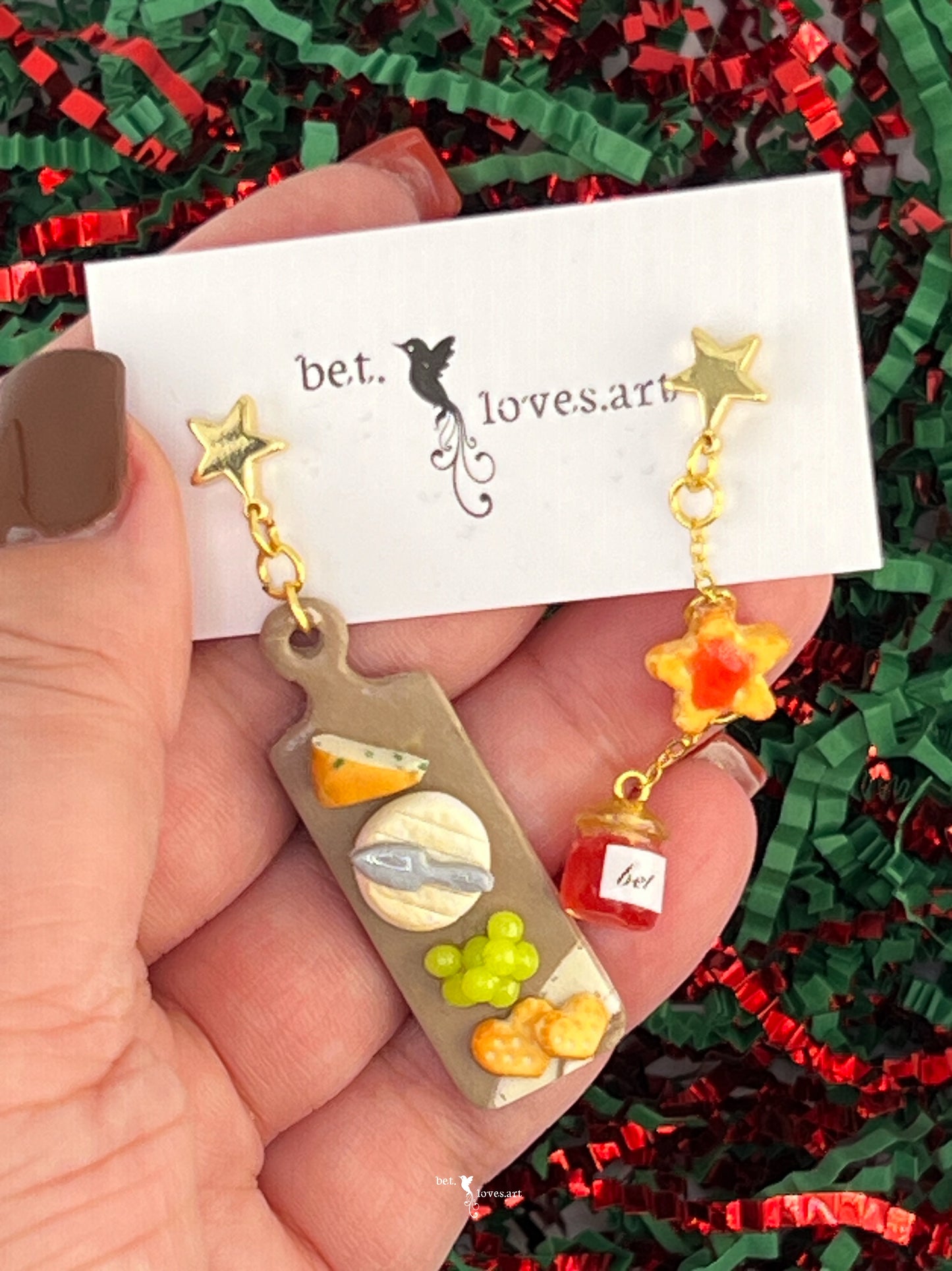 083 - Cheese & cracker broad earrings