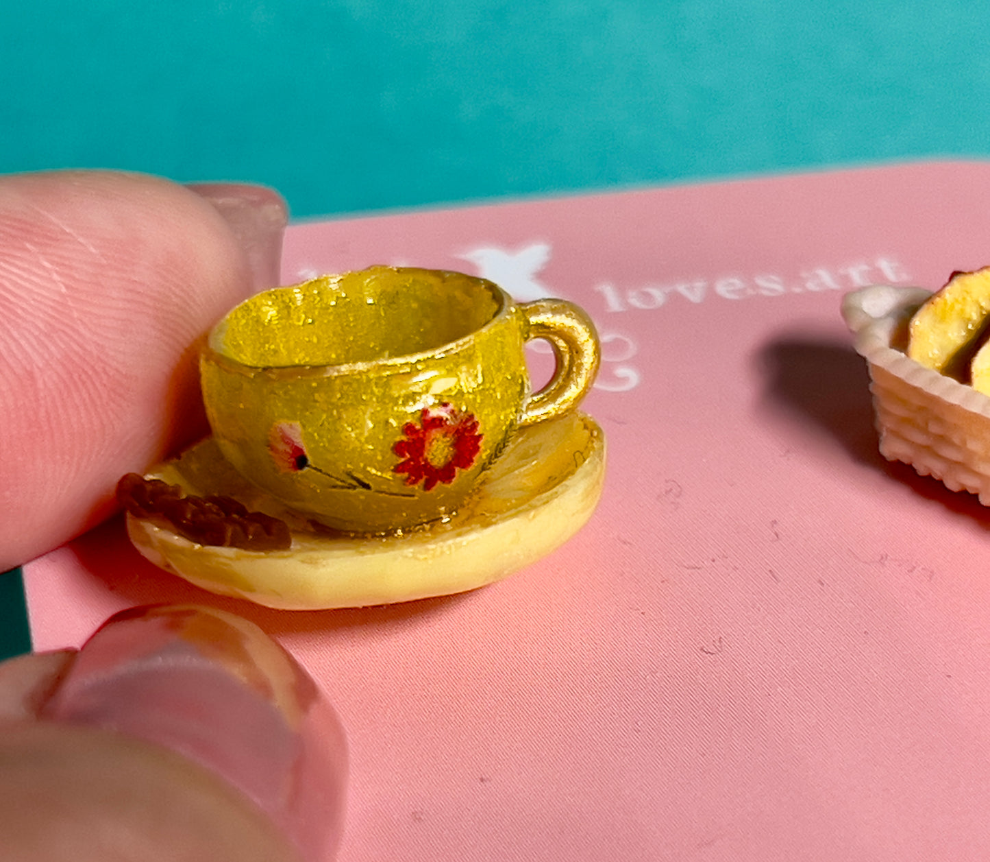 013 - Mini yellow teacup and buttered toasts in basket
