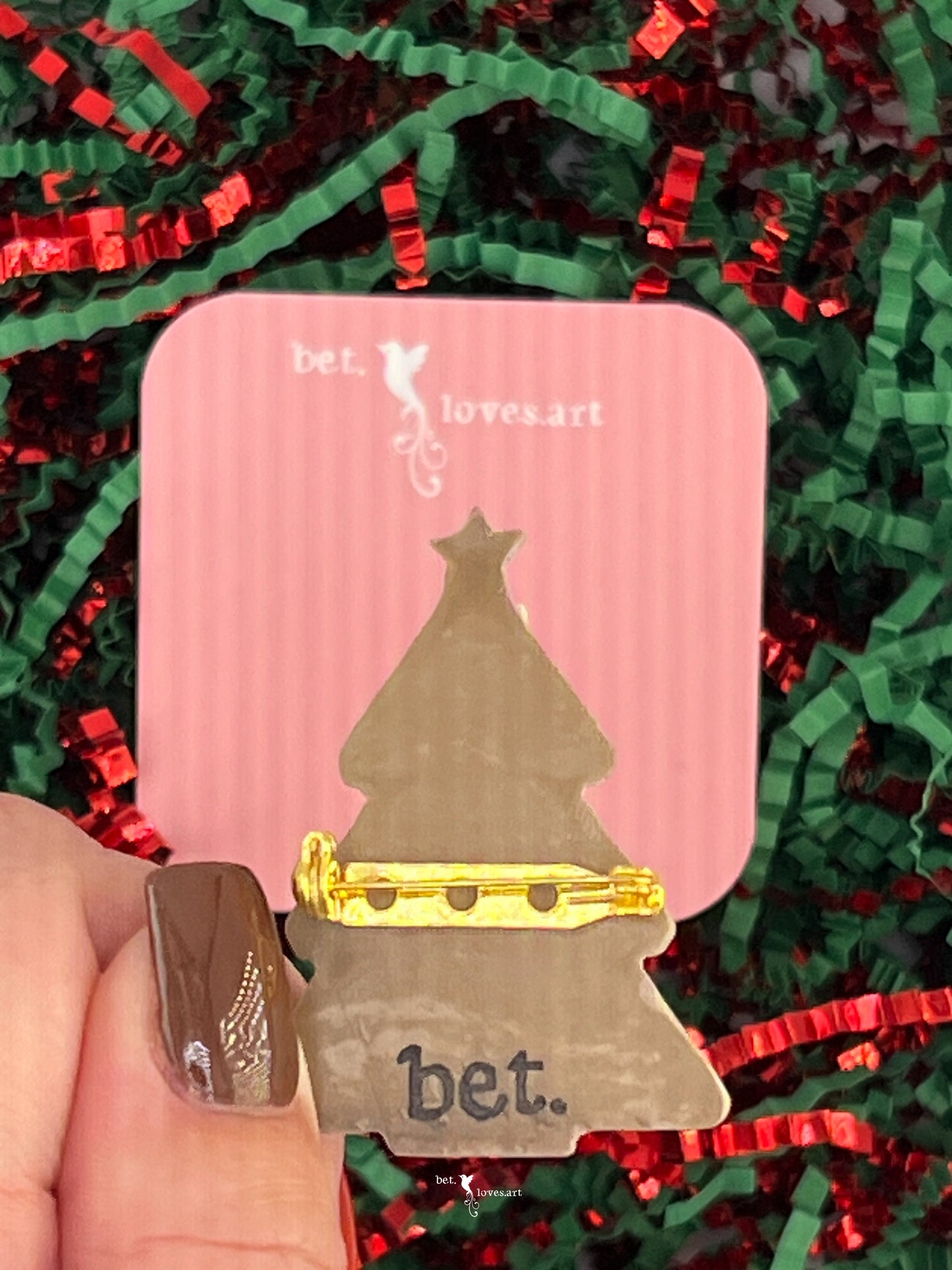 071 - Christmas tree gingerbread biscuit brooch