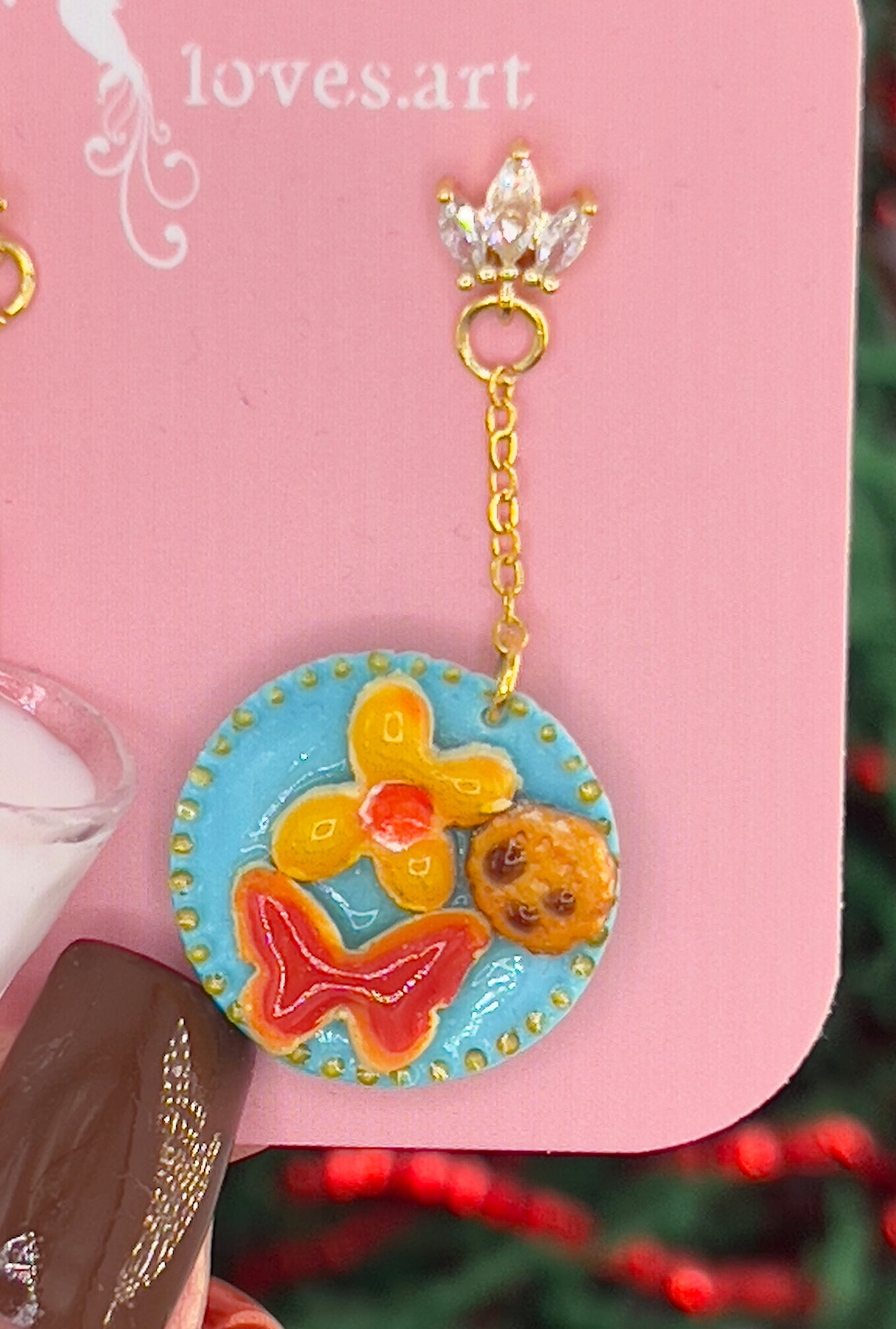 067 - Milk & cookies for Santa earrings