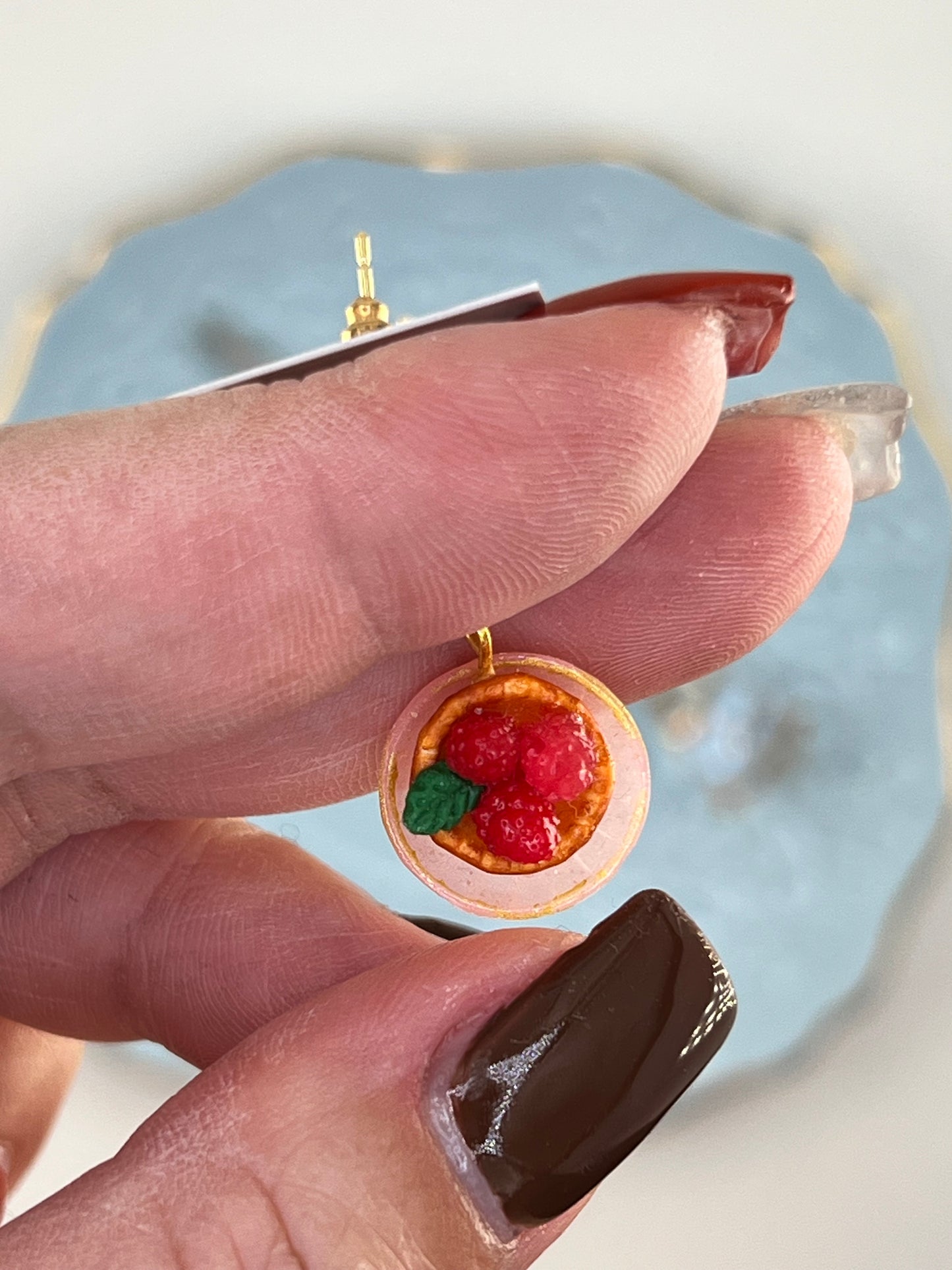 091 - Itsy bitsy teapot & raspberry tart earrings