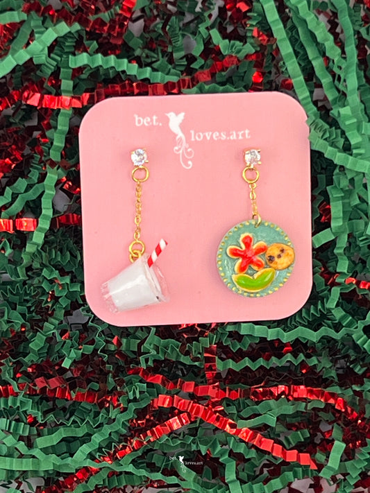 068 - Milk & cookies for Santa earrings