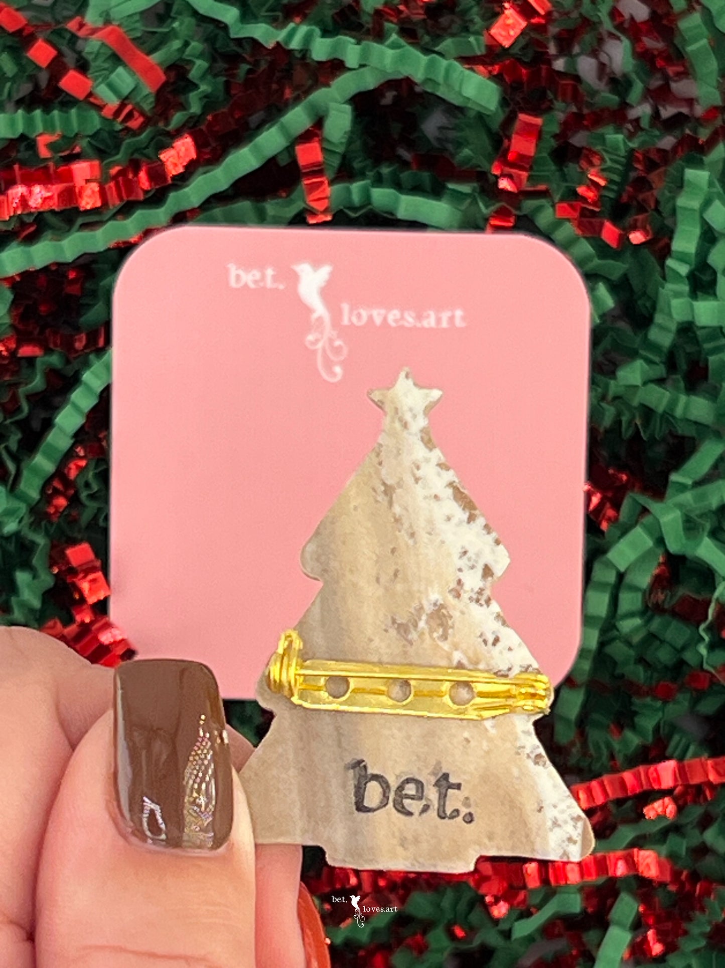 075 - Christmas tree gingerbread biscuit brooch