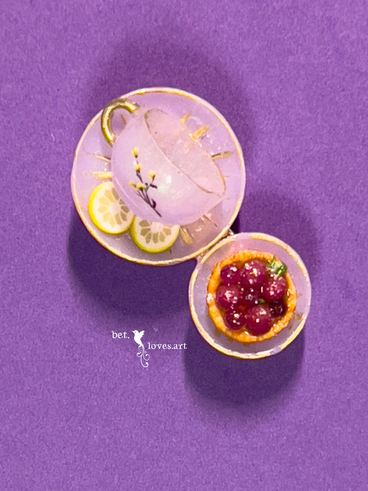 050 - “Tea please” grape tart brooch