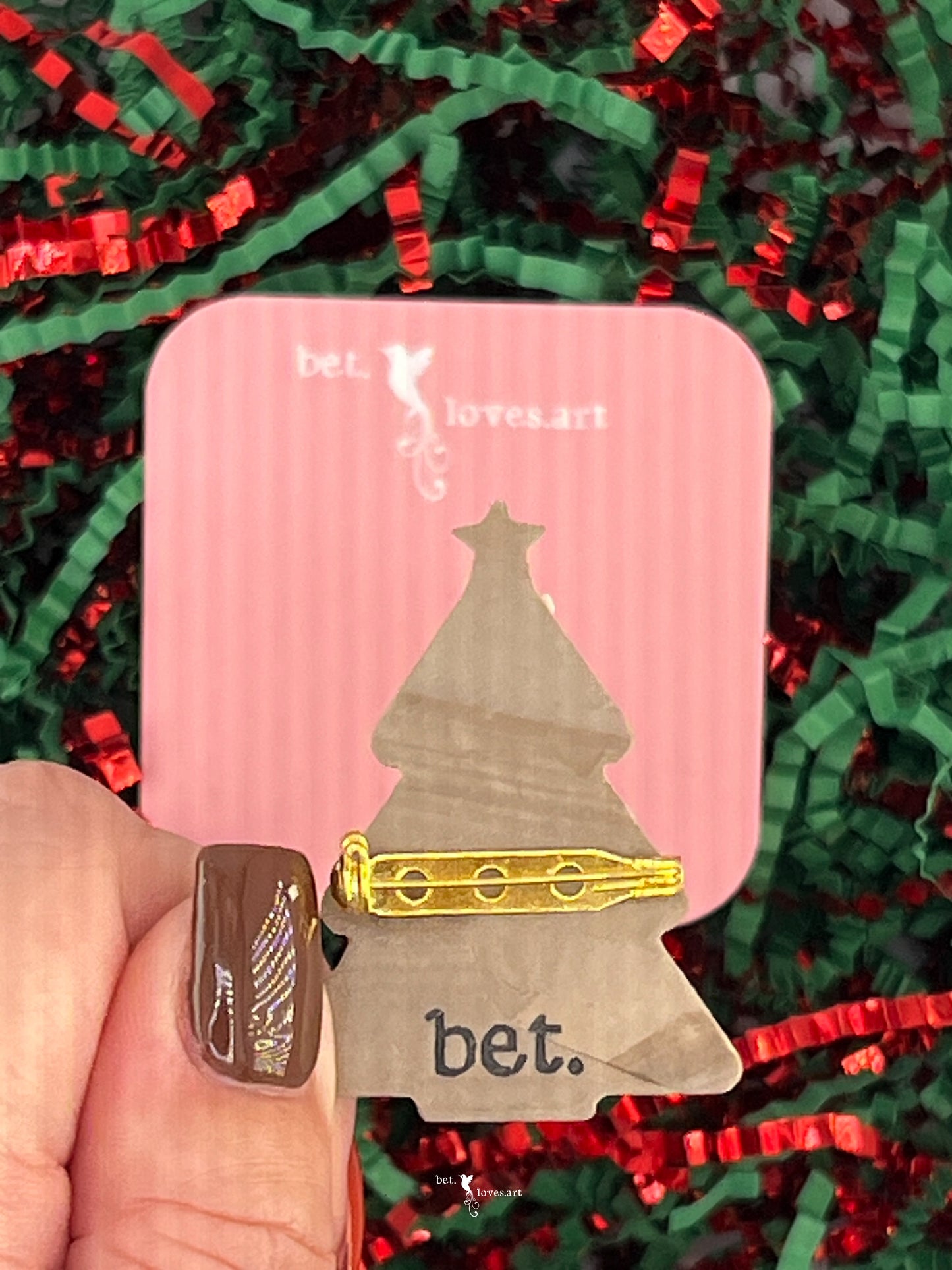 073 - Christmas tree gingerbread biscuit brooch