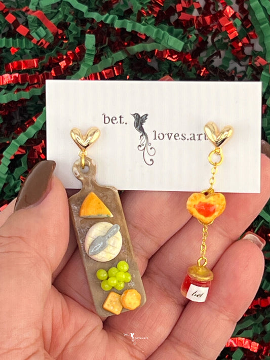 082 - Cheese & cracker broad earrings