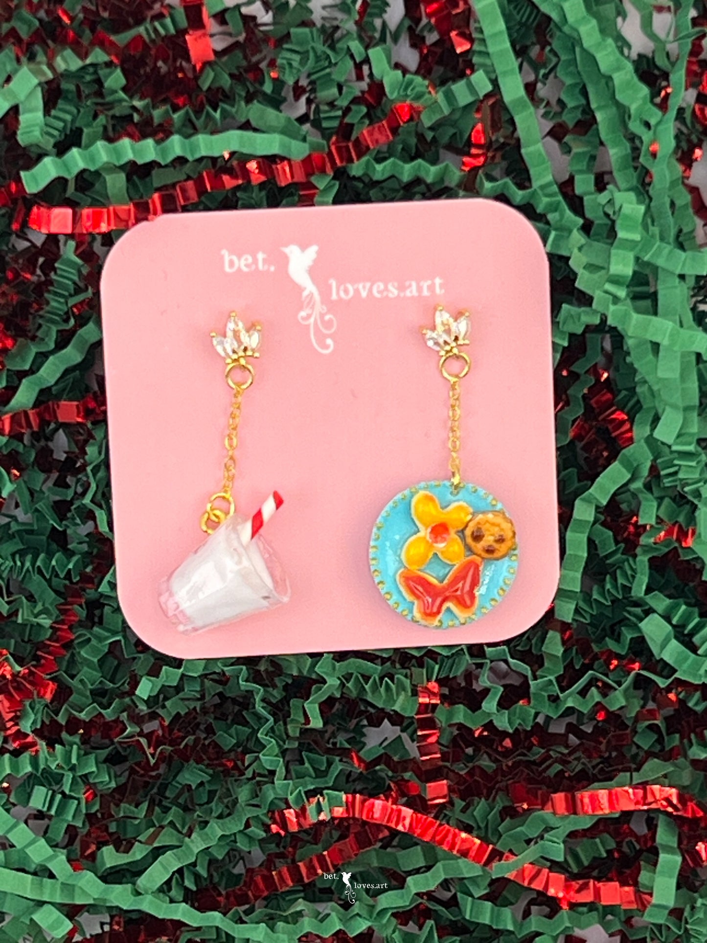 067 - Milk & cookies for Santa earrings