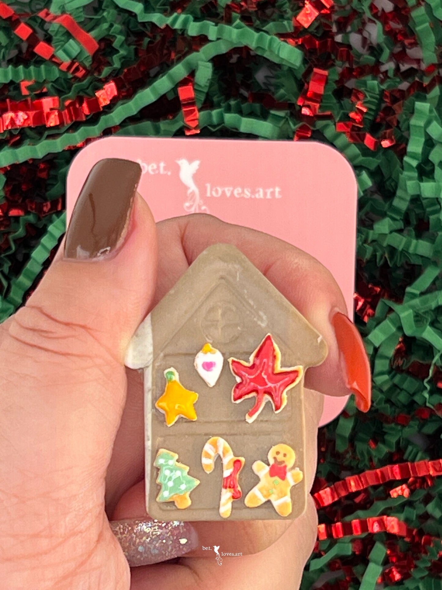 072 - Christmas house gingerbread biscuit brooch