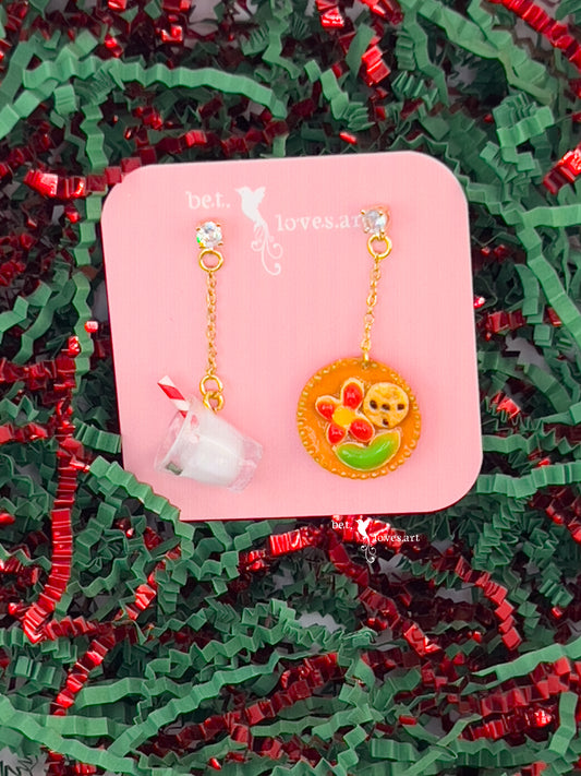 060 - Milk & cookies for Santa earrings