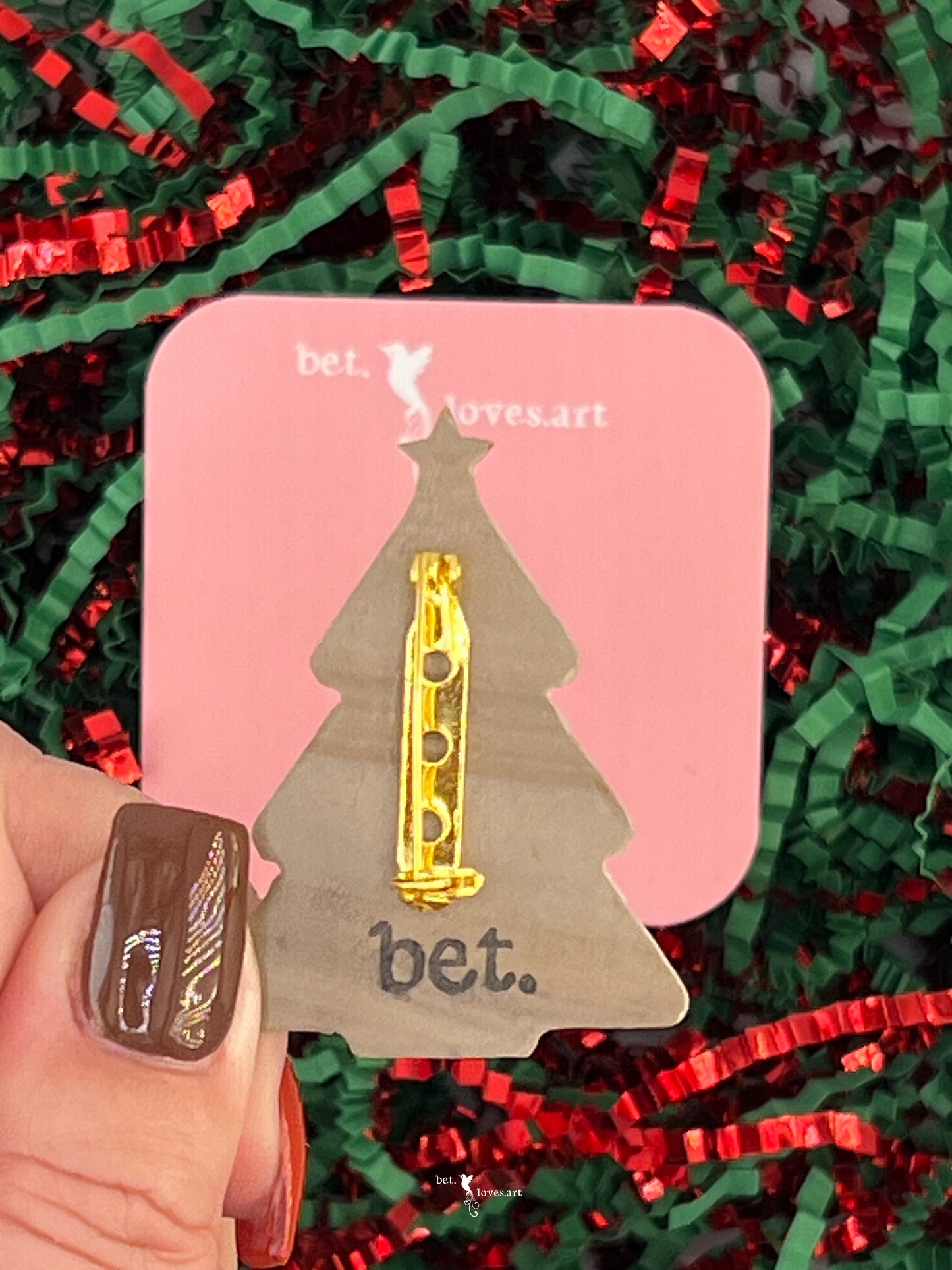 069 - Christmas tree gingerbread biscuit brooch