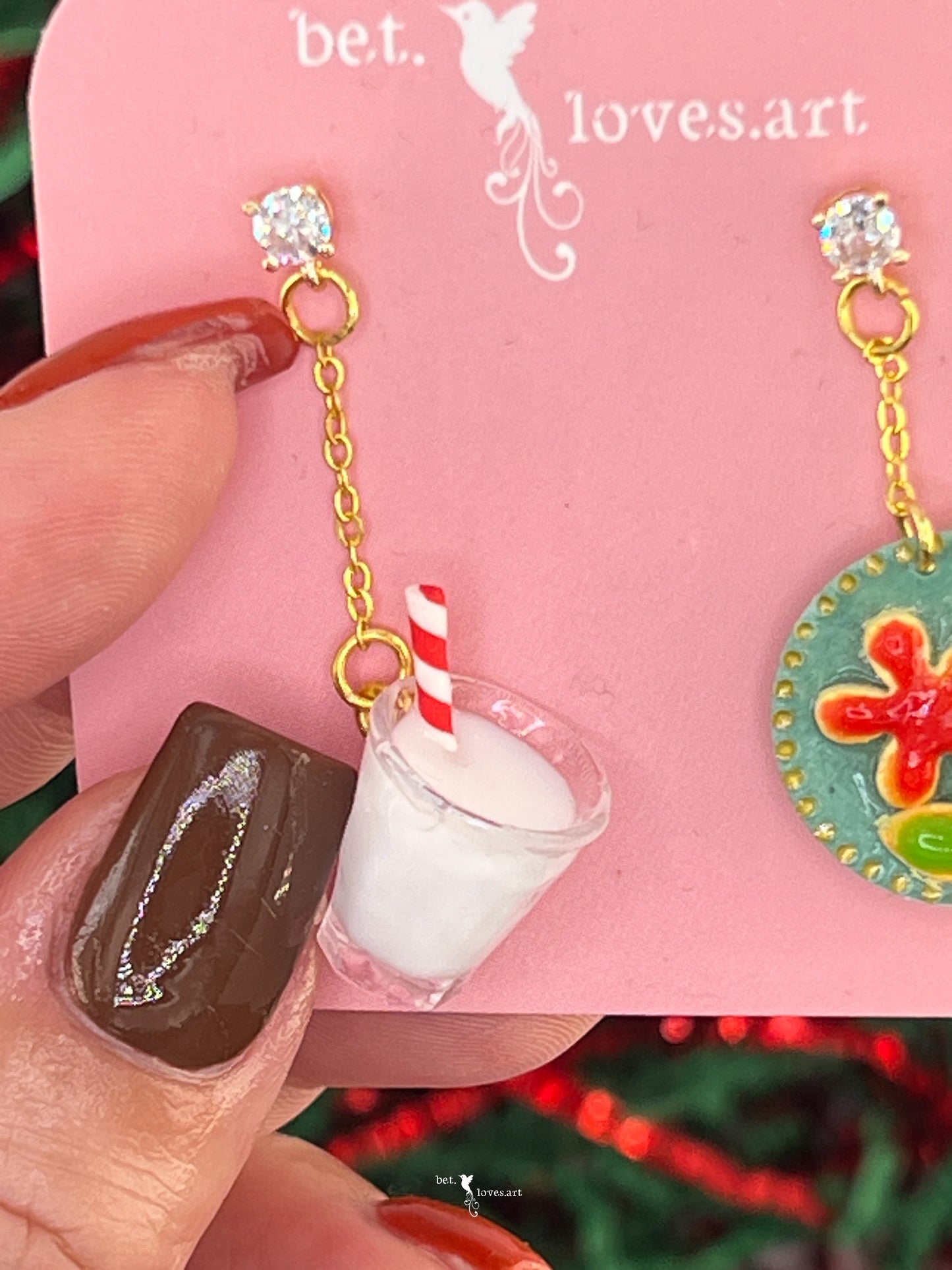 068 - Milk & cookies for Santa earrings