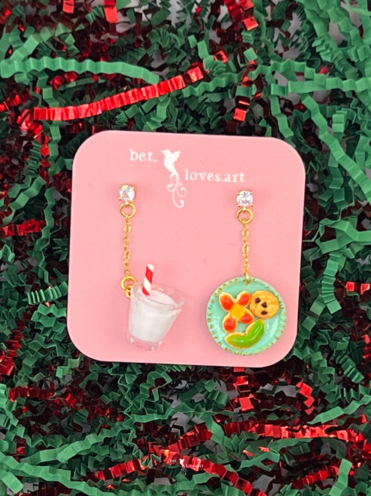 064 - Milk & cookies for Santa earrings
