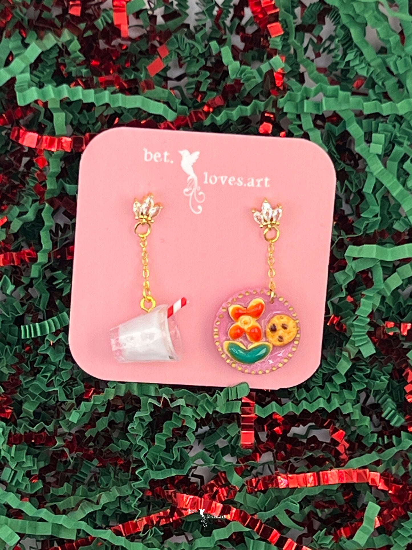 065 - Milk & cookies for Santa earrings
