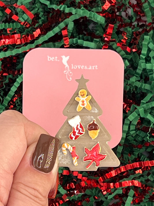 069 - Christmas tree gingerbread biscuit brooch