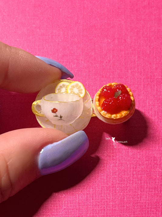 051 - “Tea please” raspberry tart brooch