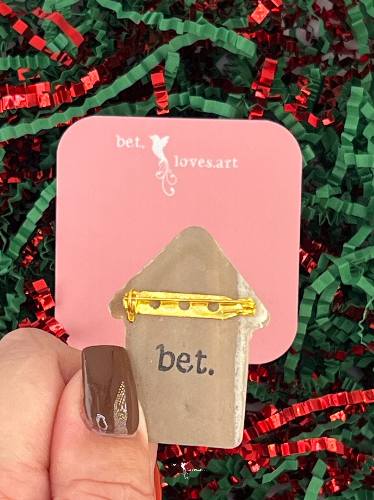 072 - Christmas house gingerbread biscuit brooch