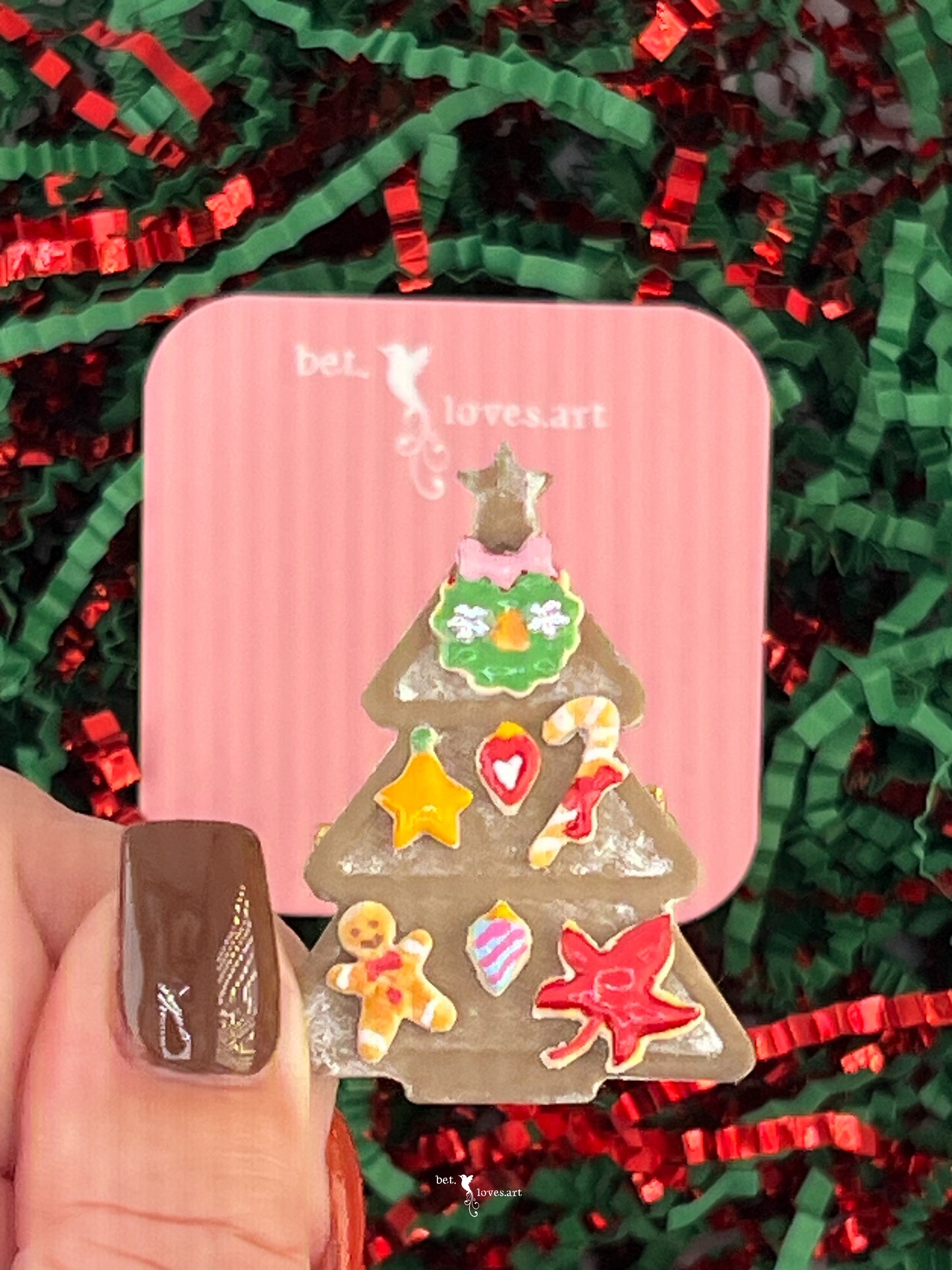 071 - Christmas tree gingerbread biscuit brooch