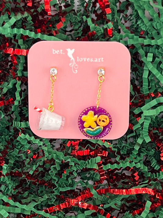 066 - Milk & cookies for Santa earrings