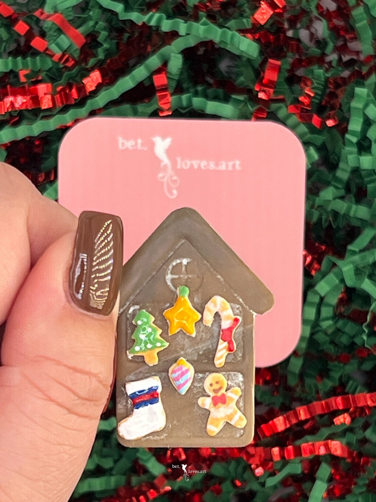 070 - Christmas house gingerbread biscuit brooch