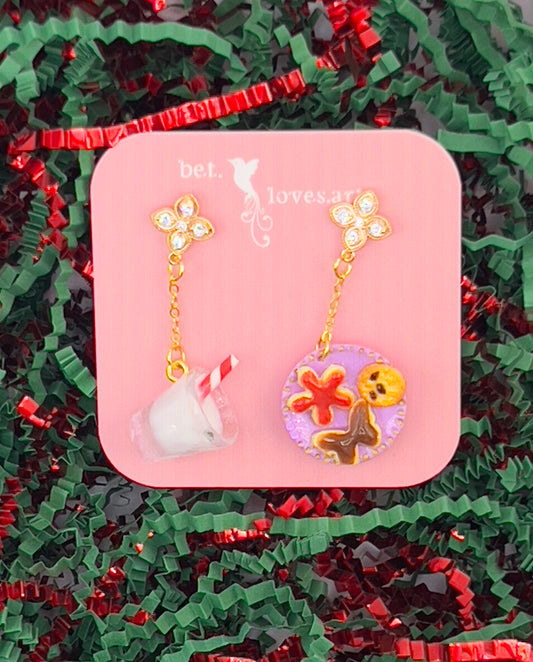 061 - Milk & cookies for Santa earrings