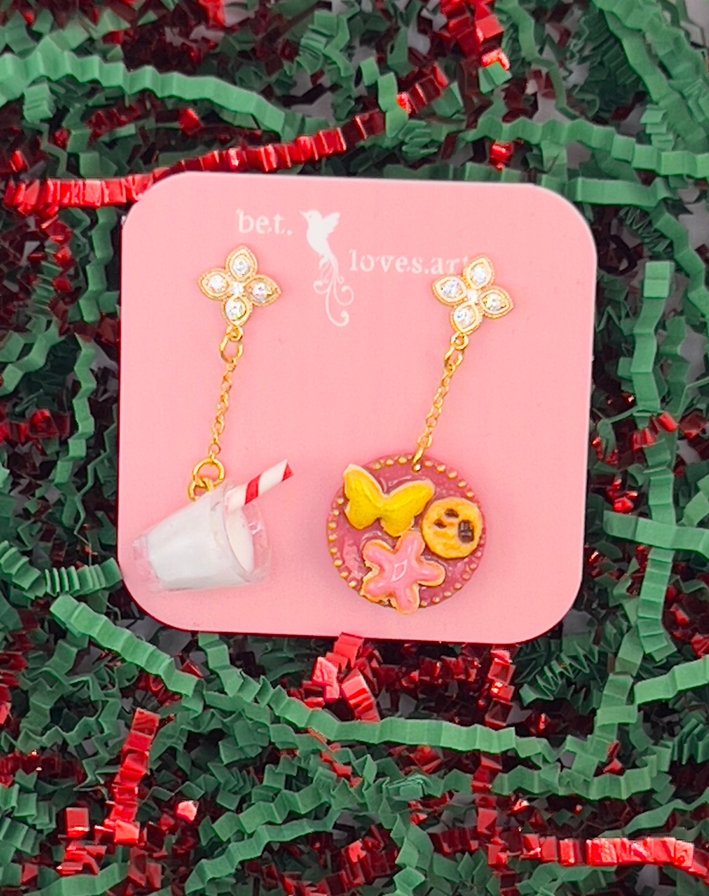 062 - Milk & cookies for Santa earrings