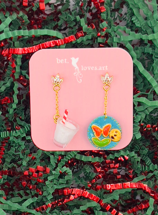 063 - Milk & cookies for Santa earrings