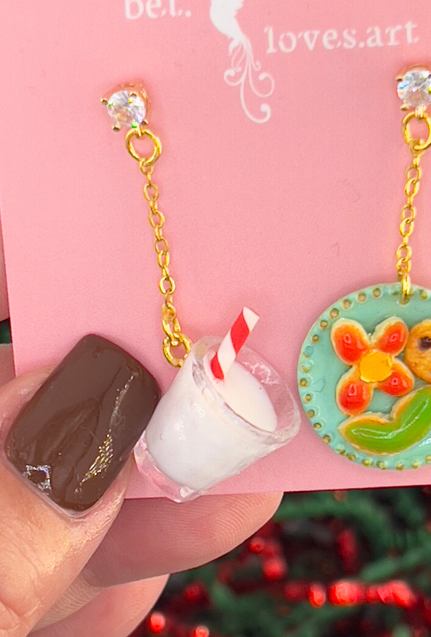064 - Milk & cookies for Santa earrings