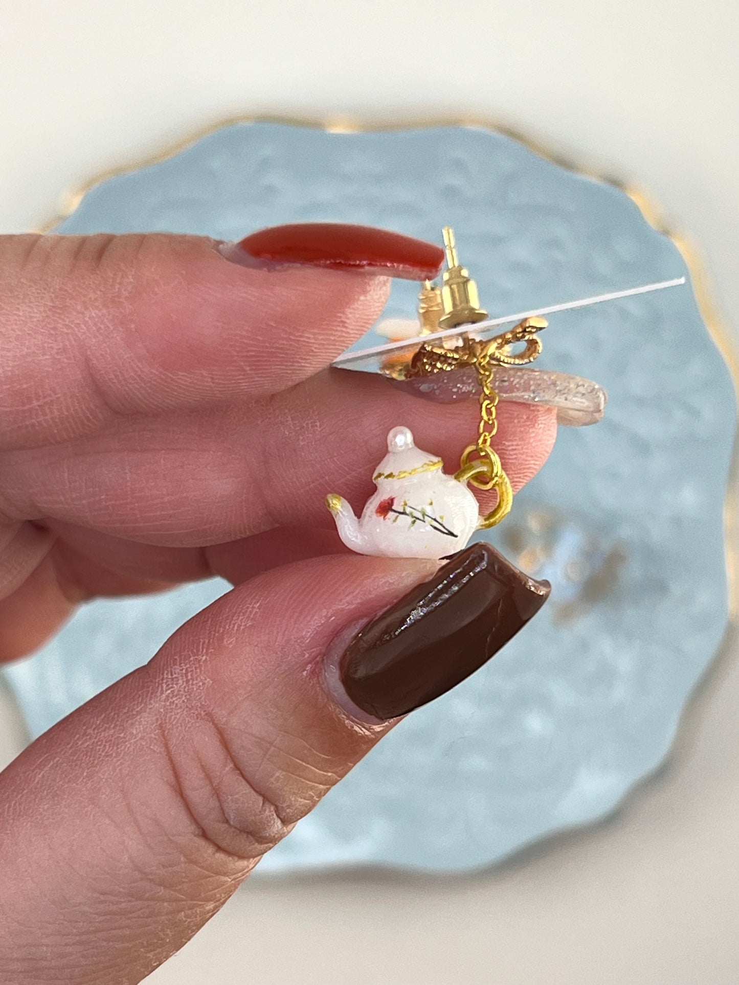 088 - Itsy bitsy teapot & grape tart earrings